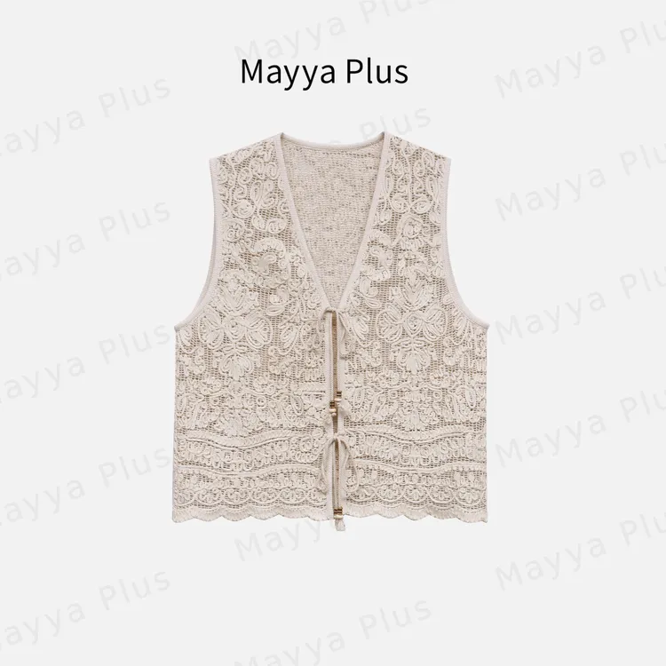 【梦语】Mayya Plus麦芽定制法式V领马甲坎肩洋气高贵上衣32526217