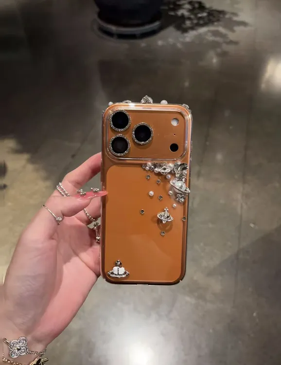轻奢水钻对角珍珠土星适用17promax手机壳华为oppo小米vivo女款