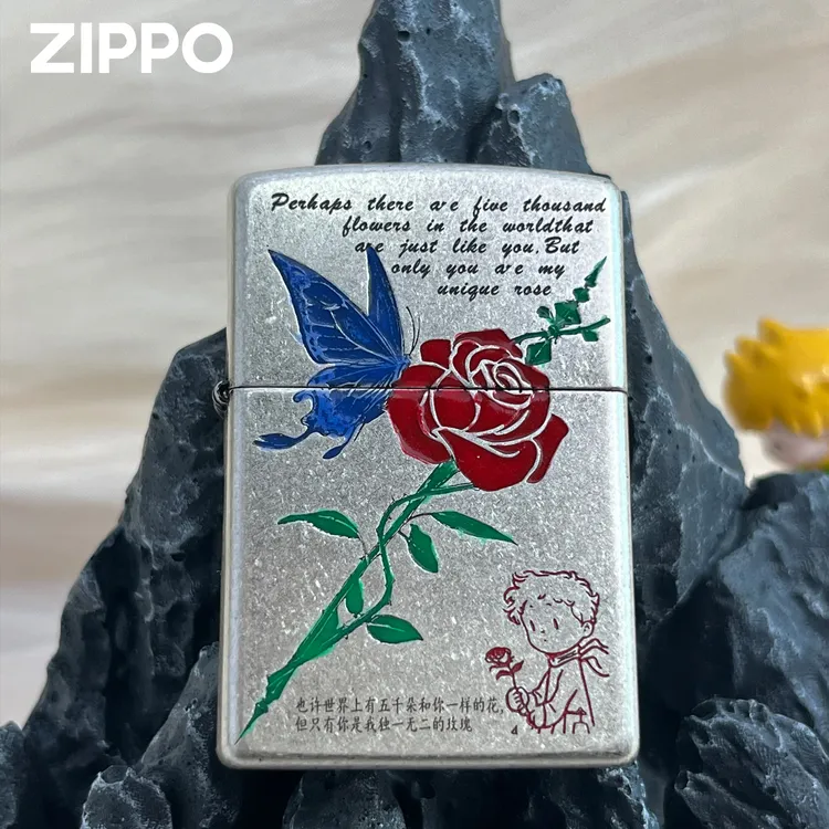 zippo打火机 夜光与小王子 玫瑰煤油防风打火机送男友礼物DYJ1