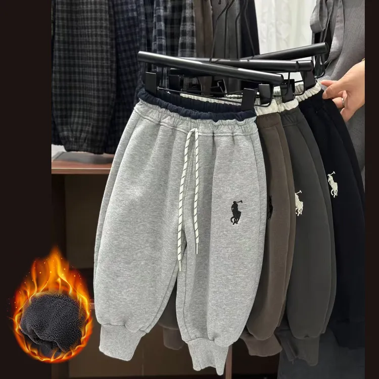 【加奥粒绒】儿童秋冬加绒运动休闲裤加厚外穿中小童卫裤