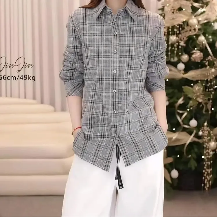 AMASS/阿玛施 新款磨毛格纹衬衣休闲复古保暖衬衫530171