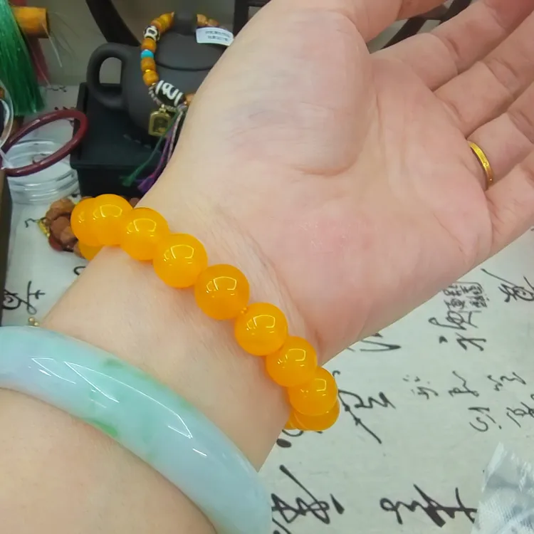 非金属布艺手链 男女款时尚百搭素圈精美饰品黄色配饰单圈手串