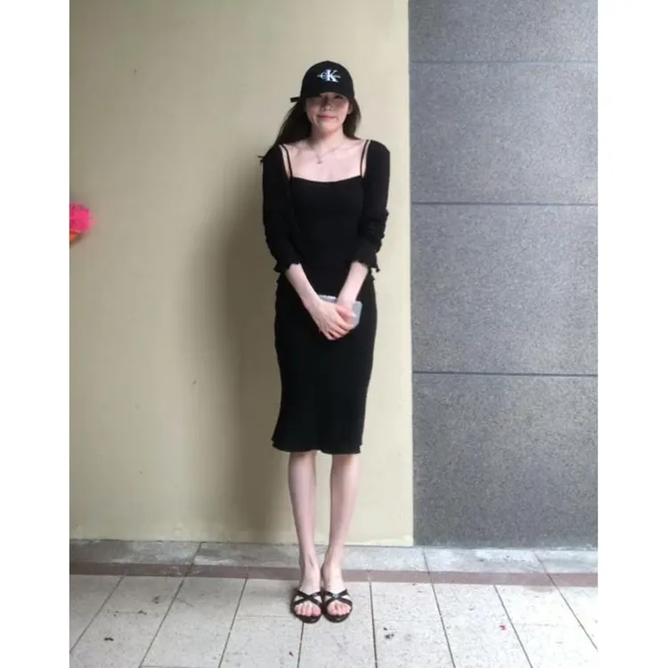 MARIE.COCO夏季新款法式气质短款开衫吊带背心小个子半身裙套装