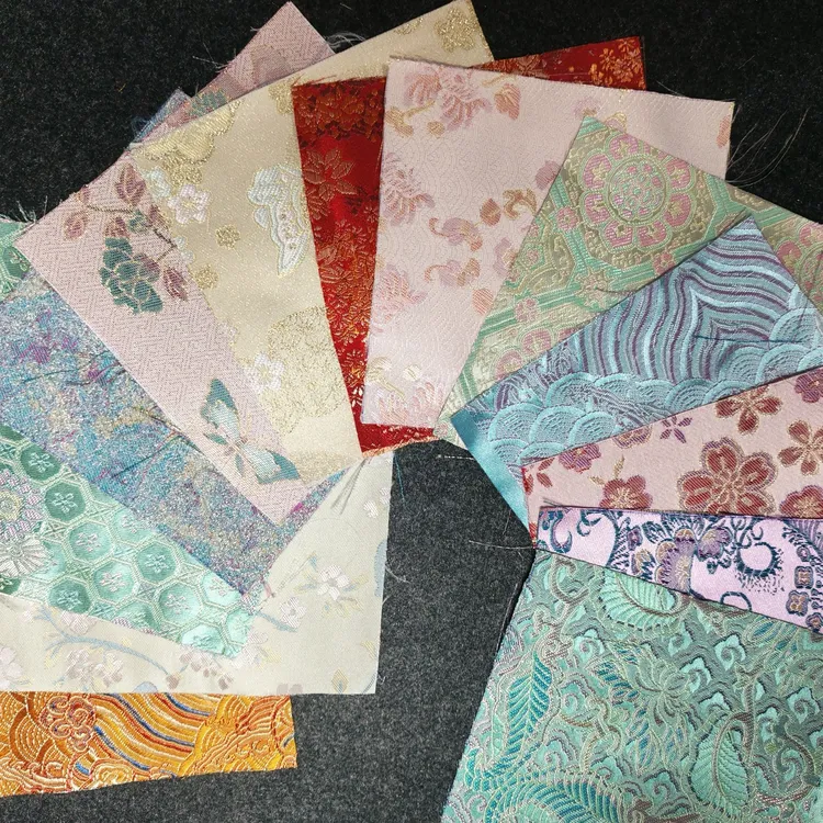 12×12CM织锦缎零头布料10片随机花色