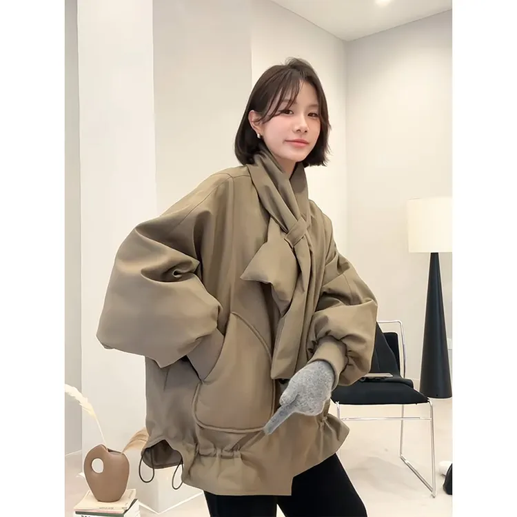 MARIE.COCO高端洋气抽绳大口袋棉衣外套女松弛感宽松保暖棉服上衣