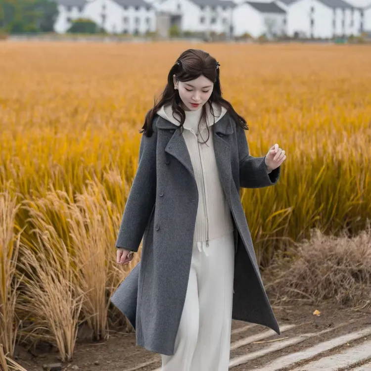 2025秋冬新款羊毛大衣+针织马甲加厚休闲慵懒韩系穿搭29226