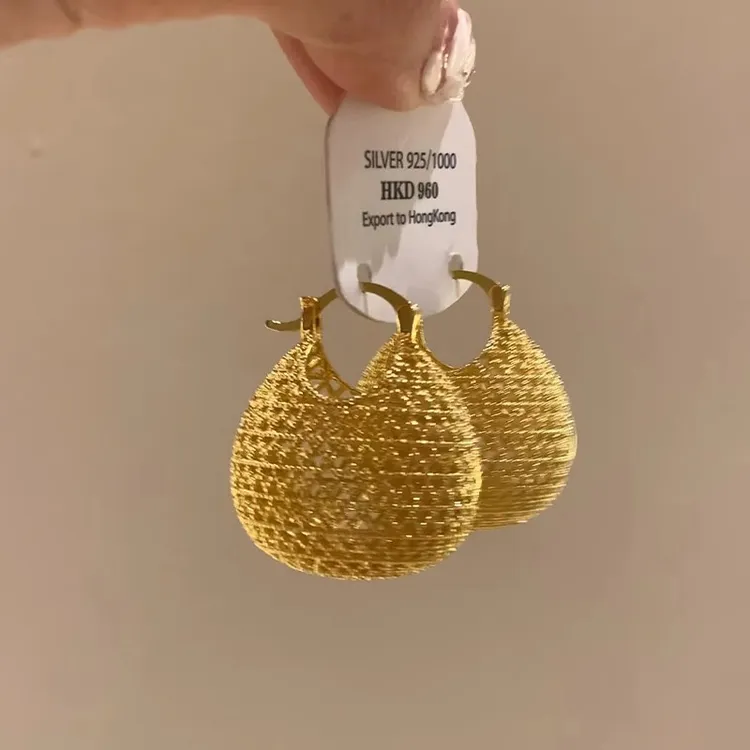 铜合金耳饰 古法镂空金色钱袋子耳扣女中式复古高级轻奢耳钉耳饰