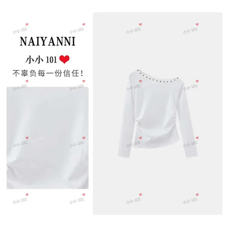 【小小101专属】新款设计感斜肩长袖上衣68008 SFCHH001
