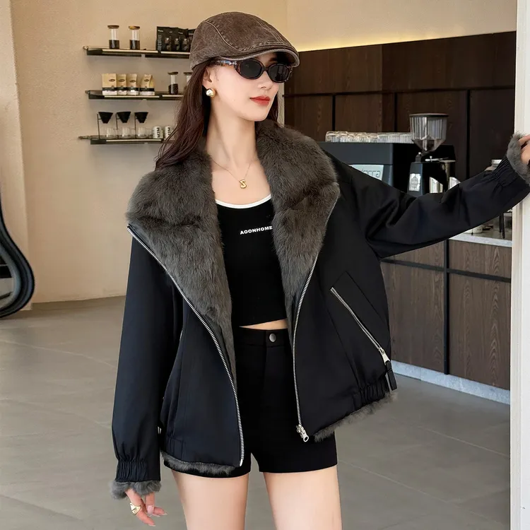 双面穿皮草外套女2025新款獭兔毛派克服两面穿冬季皮毛一体中长款