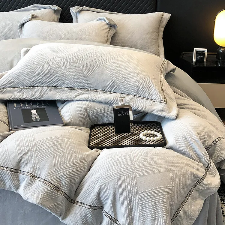 富安娜A类牛奶绒四件套轻奢加厚保暖床单被套冬季珊瑚绒床上用品