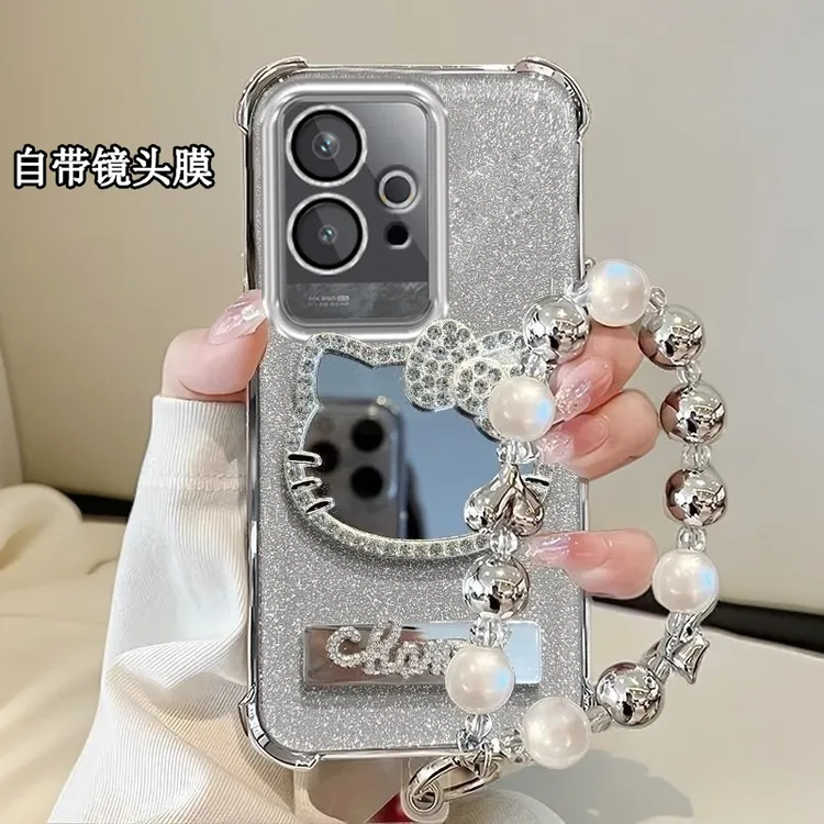 水钻KT猫补妆镜子真我GT6手机壳四角防摔RMX3800全包realmegt6