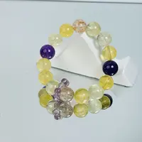 【2380 金秋柠檬】黄水晶黄萤石紫水晶等13-14mm手串多样性发其一Z