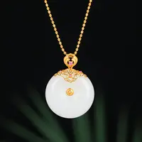 【五周年】毕业一级俄白18K金25mm白玉平安扣HNZ13468