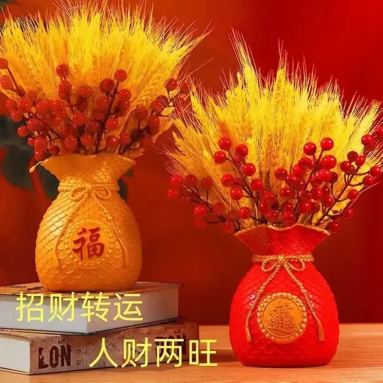 天然黄金大麦干花束福袋钱袋客厅摆件金黄麦穗装饰开业乔迁仿真花
