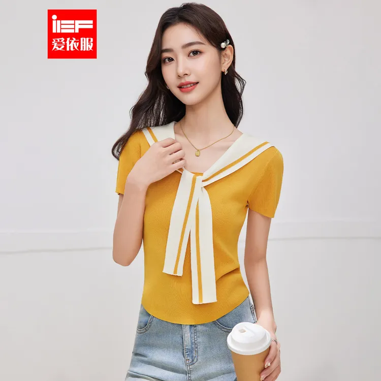 IEF/爱依服2025夏季新款法式温柔小女人气质设计感毛织上衣流光风