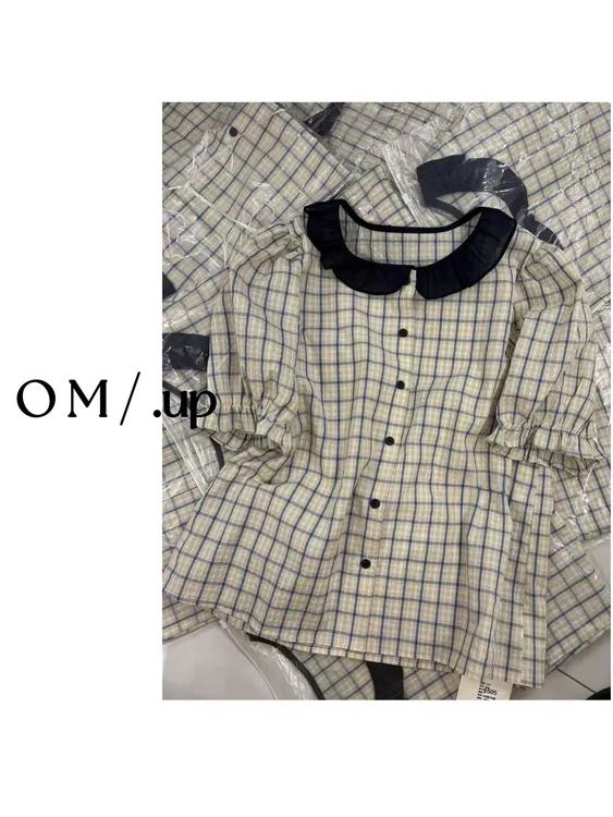O M/.up 25年高货经典法式格子泡菜国衬衫