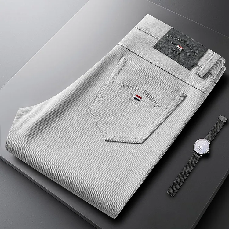 SEDIRETAMMY/史迪汤米秋冬轻奢高端毛呢天丝休闲裤商务直筒长裤