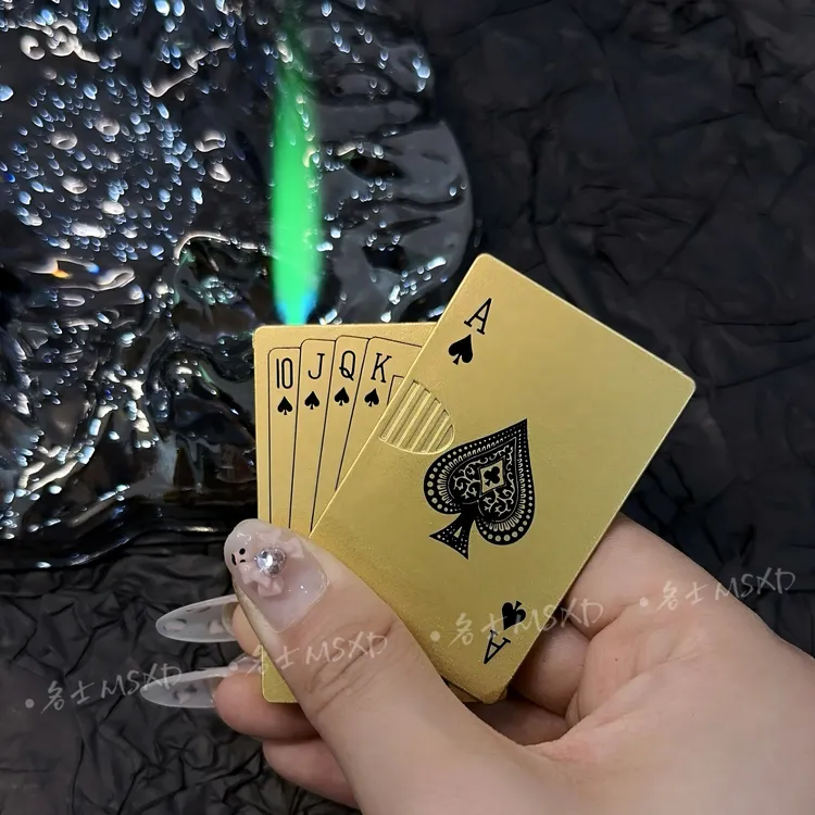 网红高级金属炫酷扑克牌打火机防风ins小众送男友礼物绿火焰经典