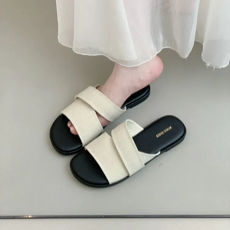 复古平底百搭一字拖鞋女外穿2025新款夏季软底度假沙滩鞋凉拖凉鞋