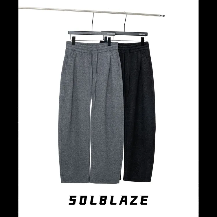 冬季新品轻奢羊毛醋酸休闲男裤宽松百搭极简风休闲裤