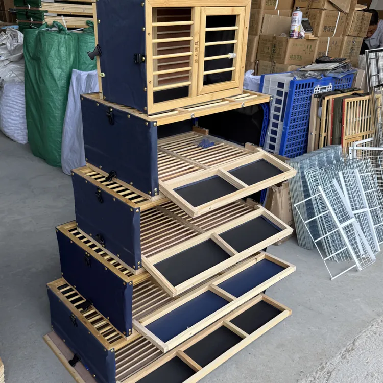 精品竹木训放笼蓝色帆布鸽具