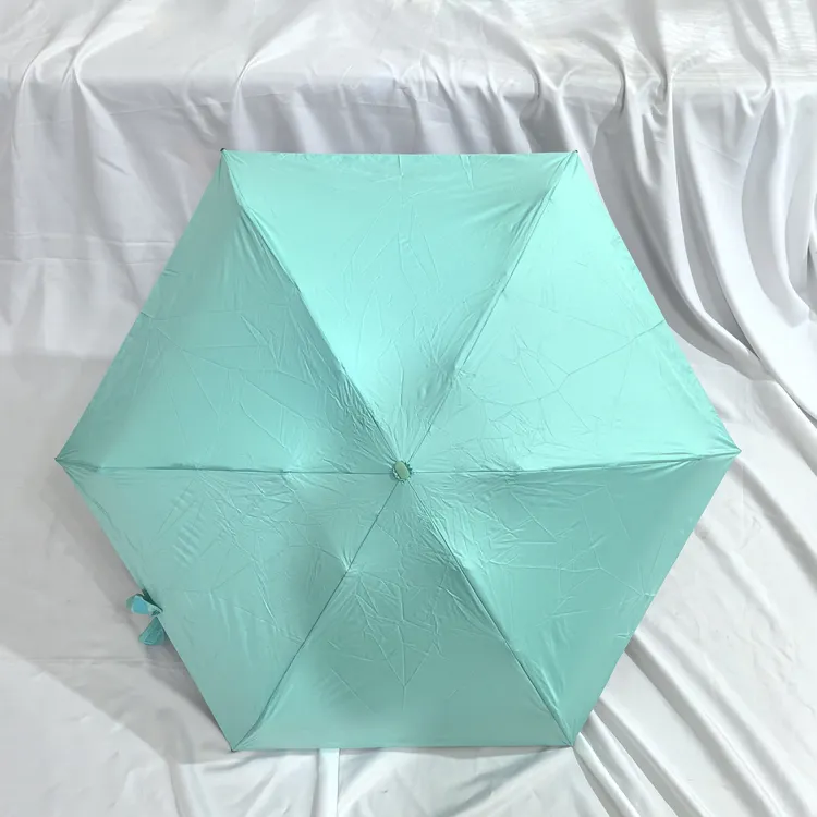 小巧便携六折卡片伞超轻牢固晴雨两用黑胶遮阳防紫外线折叠太阳伞