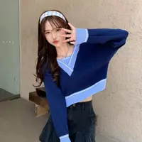 修身型通勤风女秋季针织毛针织衫时尚条纹【C区】3356 C08-1