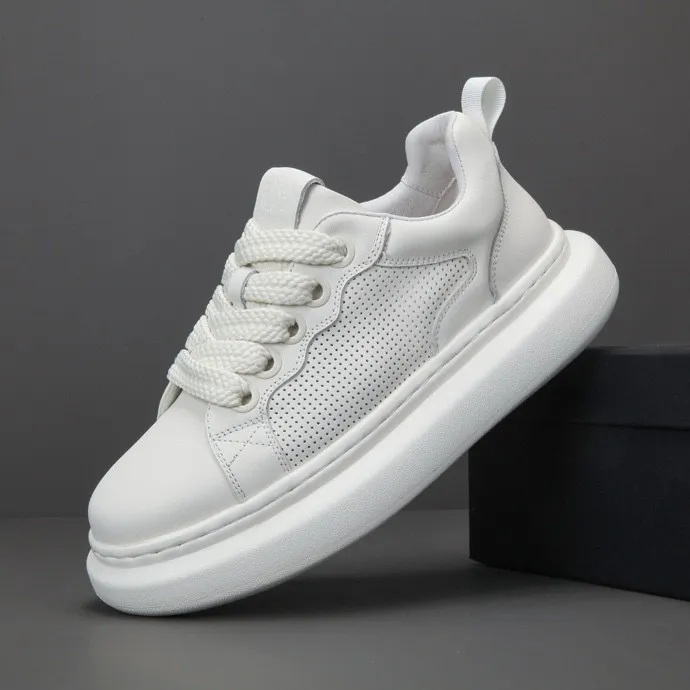 真皮男鞋春夏透气2025新款潮流百搭增高老爹鞋男士休闲运动潮鞋