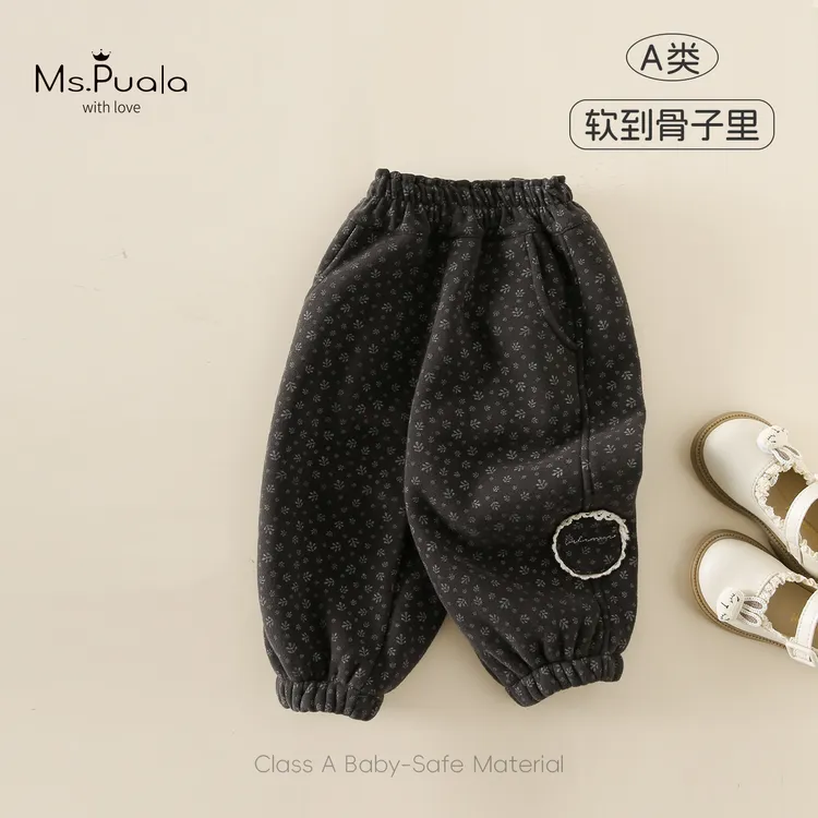 【Ms.Puala】婴幼童女宝宝秋冬休闲加绒舒适百搭长裤-MD136