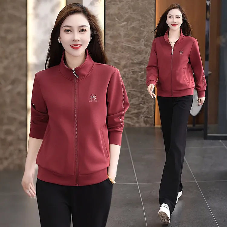 JOZDICE/纪治迪哲运动套装秋季减龄立领跑步简约轻奢运动服套装女