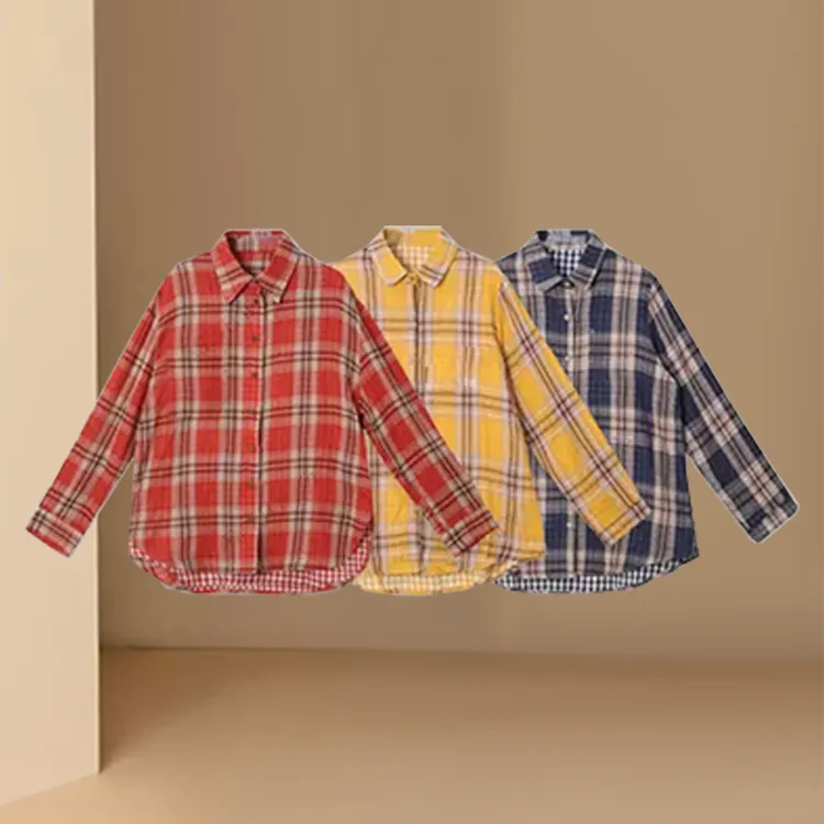 韩版衬衫复古格子POLO领衬衣女2025新款爆款春秋时尚高级感上衣