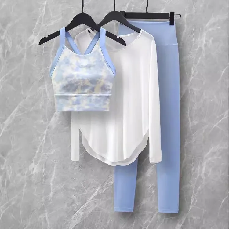 C.CYA高级感瑜伽服套装女2025新款春夏三件国风彩色运动训练健身