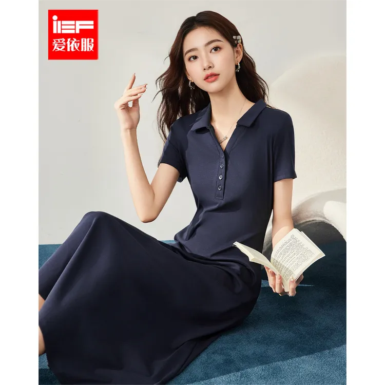 IEF/爱依服连衣裙2025夏季新款韩版休闲慵懒风显瘦连衣长裙流光风