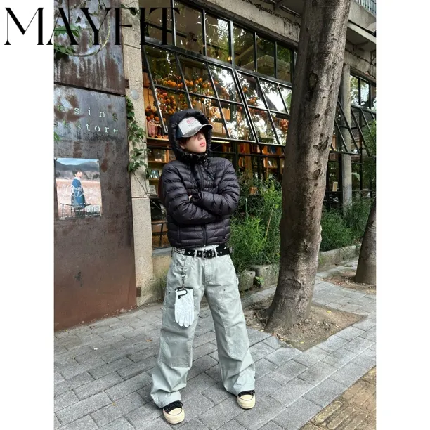 直播间价格MAYFIT「泼墨」YKK美式工装裤男女小众设计感直筒伐木裤休闲裤