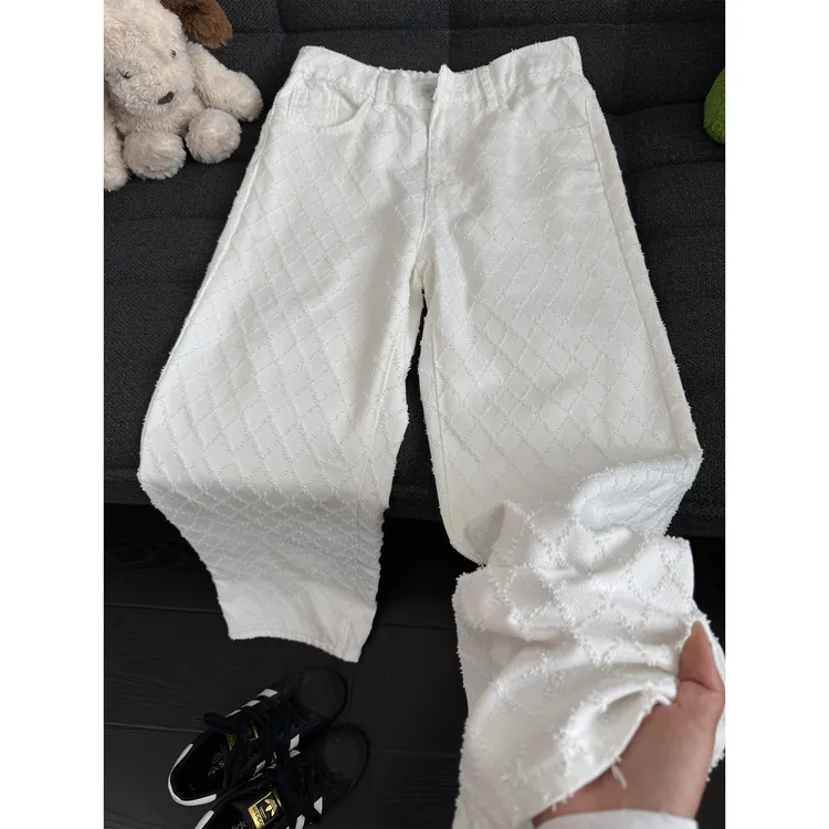 美式cleanfit菱格牛仔裤长裤男款秋季潮牌高级感休闲窄版直筒长裤