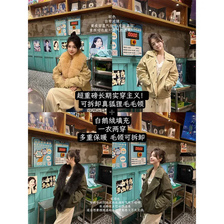 Jnnlh 【自在派克】高品90鹅绒！进口狐狸毛保暖羽绒派克服