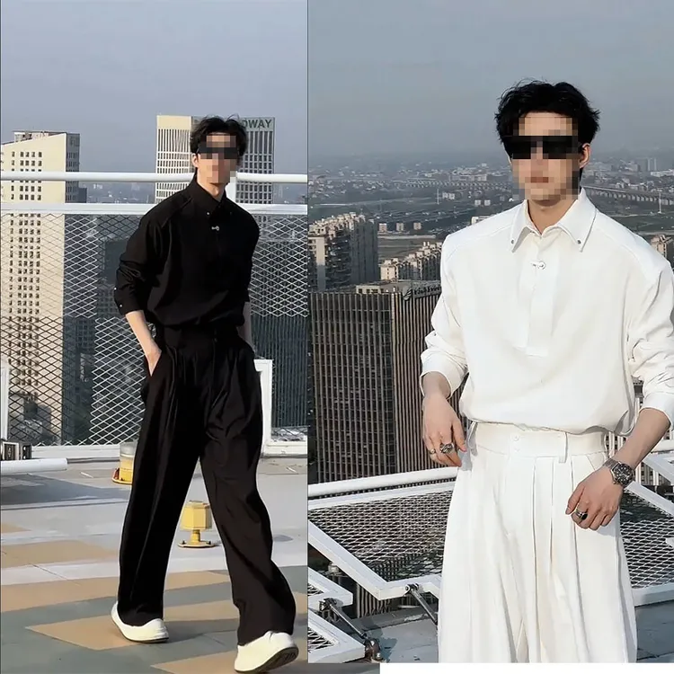 龍刀同款 春季新款高级感简约衬衫套装休闲宽松衬衣长裤