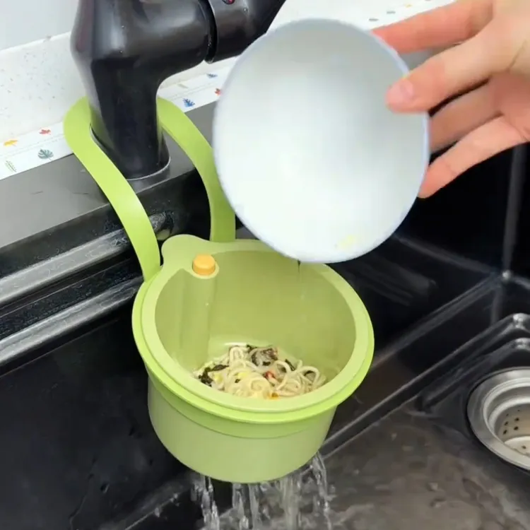 厨房水槽专用沥水篮按压式分离食物残渣过滤筐可挂式收纳置物挂篮