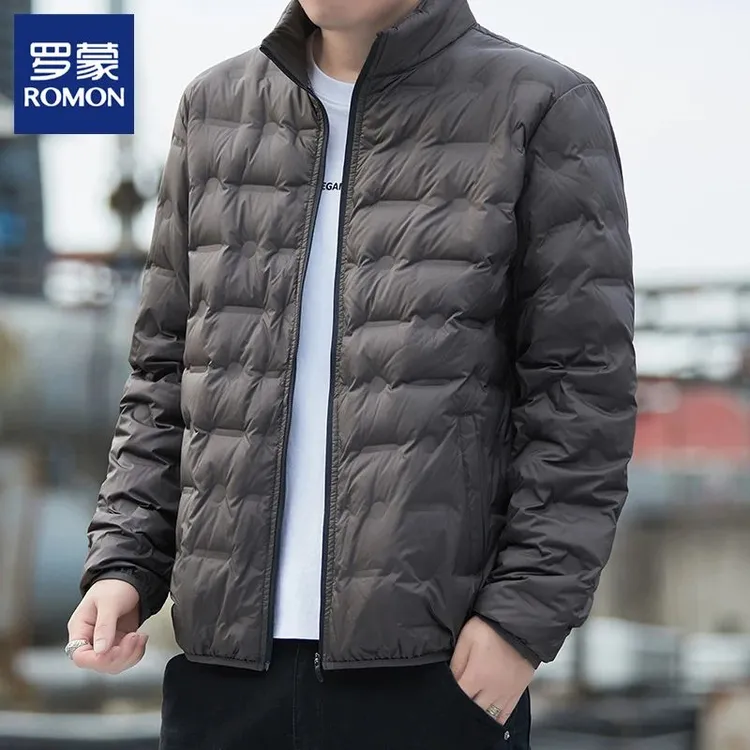 Romon/罗蒙时尚男士轻薄立领羽绒服秋冬季男装鸭绒外套保暖上衣男
