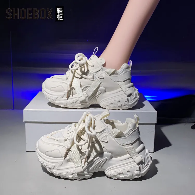 SH0EBOX鞋柜厚底老爹鞋女秋季新款百搭轮胎鞋小个子休闲运动鞋