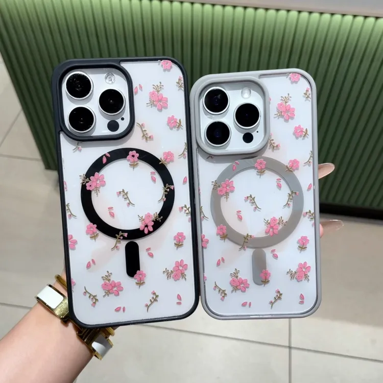 唯美碎花蝴蝶适用iPhone17promax手机壳苹果16/15plus磁吸高级13