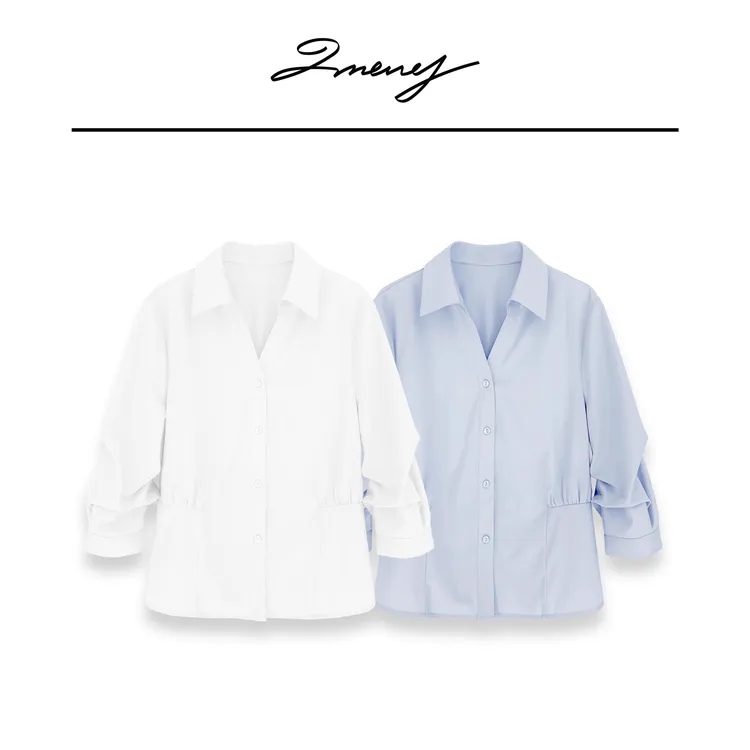 2025新款百搭衬衫法式收腰设计可外穿可内搭修身显瘦时尚不易皱