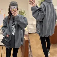 MEET ZOZO【冬日假期】秋加厚双面绒摇粒绒宽松中长卫衣外套1510289