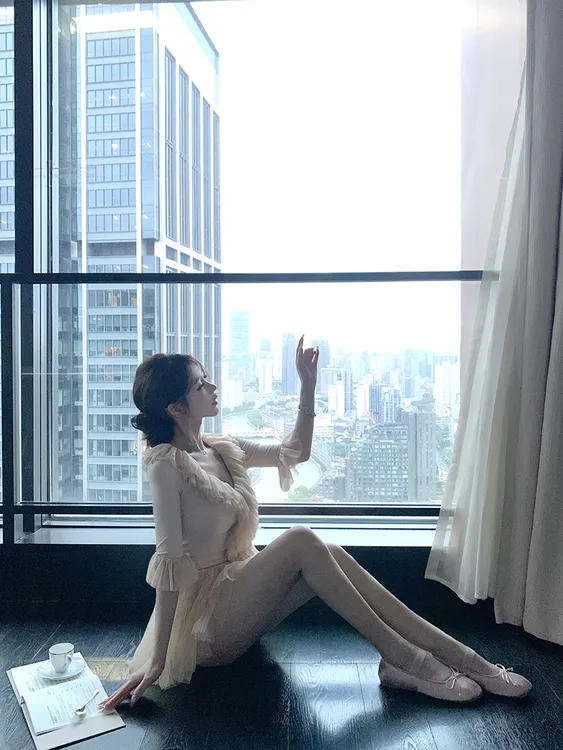 芭蕾日记 纯欲风辣妹性感网纱荷叶边上衣法式复古网纱半裙两件套