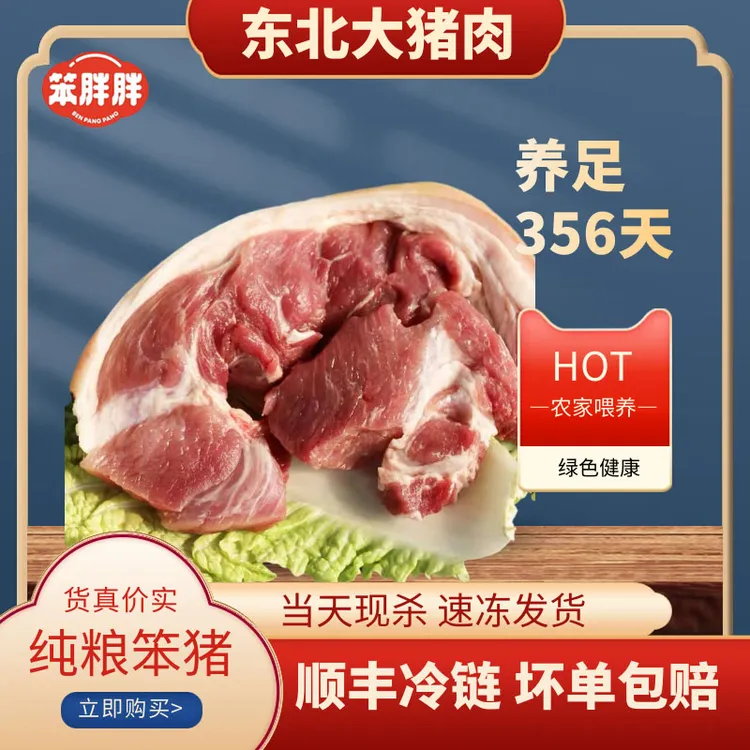 东北粮食猪前腿肉包饺子部位前夹肉顺丰冷链 当日速冻发货 土猪肉