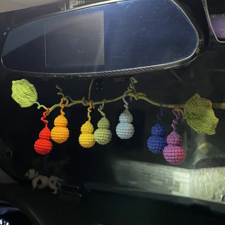【成品】毛线钩织七个葫芦娃车挂手工迷你葫芦娃寓意好送朋友礼物