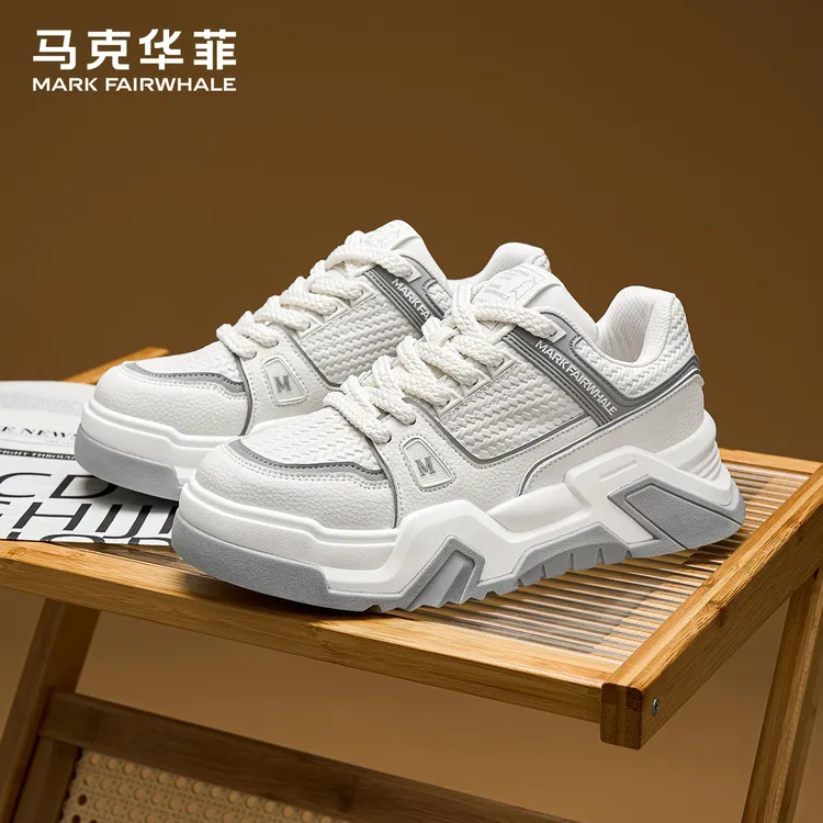 马克华菲男鞋2025新款鞋子厚底面包鞋男款百搭休闲板鞋增高小白鞋