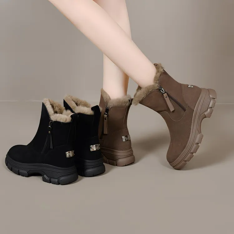 xizi/昔子679新款短靴加绒雪地靴保暖百搭大棉靴冬马丁靴冬季加厚