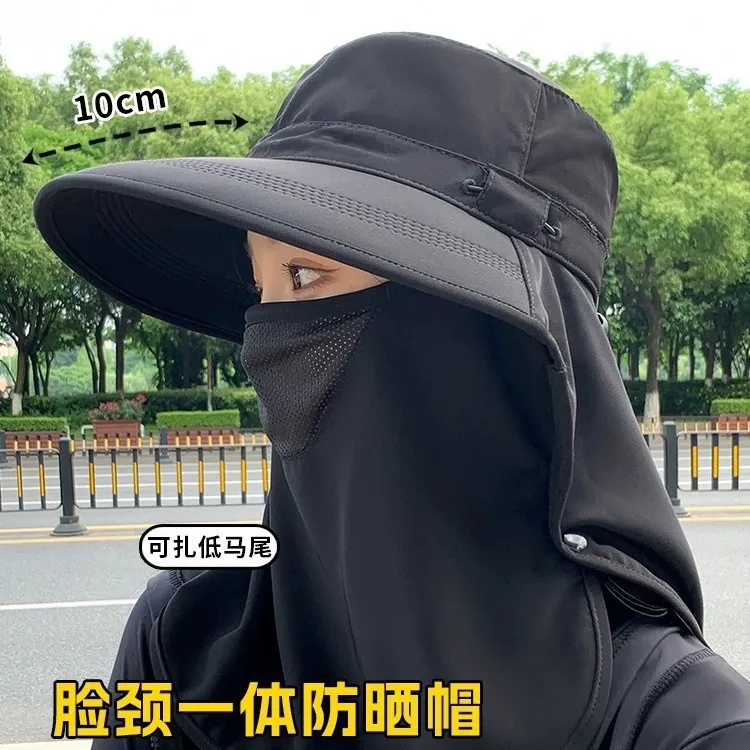 2025防晒帽透气遮脸面罩护颈一体太阳帽防紫外线户外遮阳帽女夏