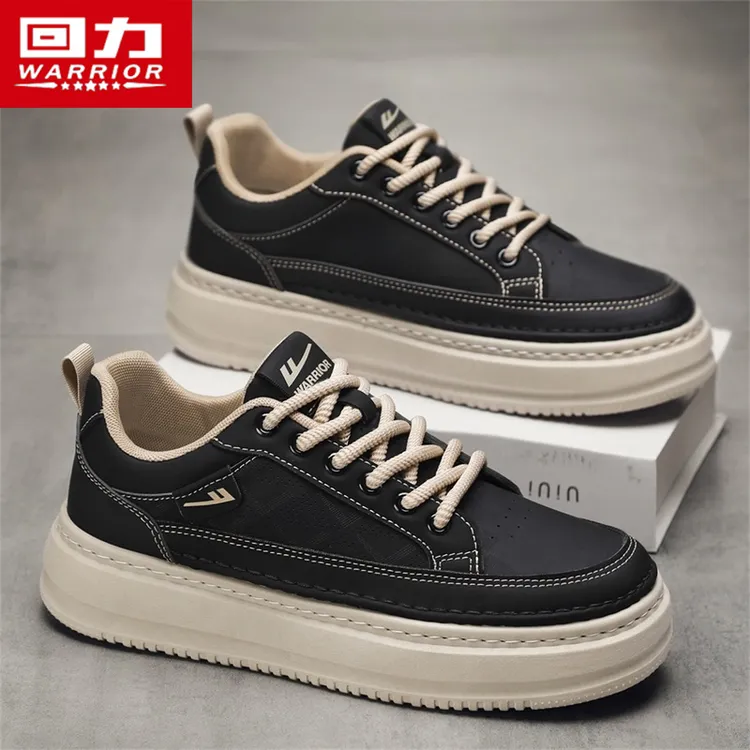 回力男鞋秋季新款高级感男士百搭皮面防滑运动鞋厚底开车休闲板鞋